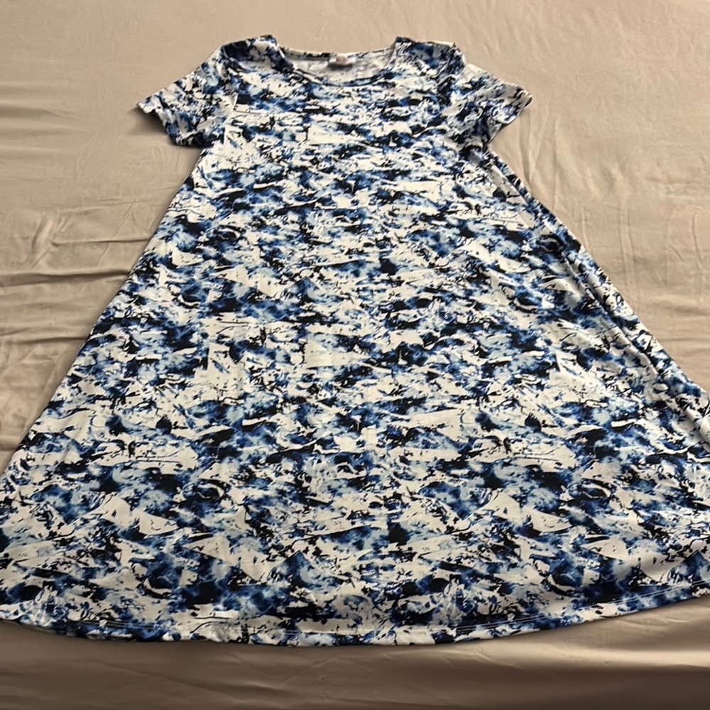 LuLaRoe Blue and White Casual Dress